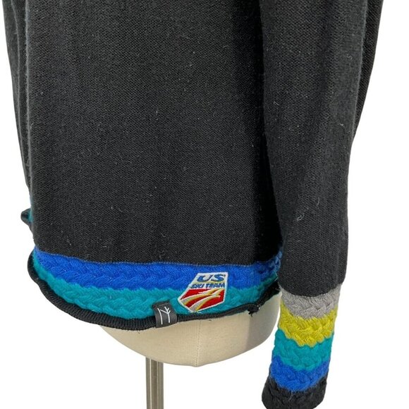 Neve Designs 1/4 Zip Sweater Size 2XL Merino Wool Blend Black Multicolor *READ* - Picture 5 of 14